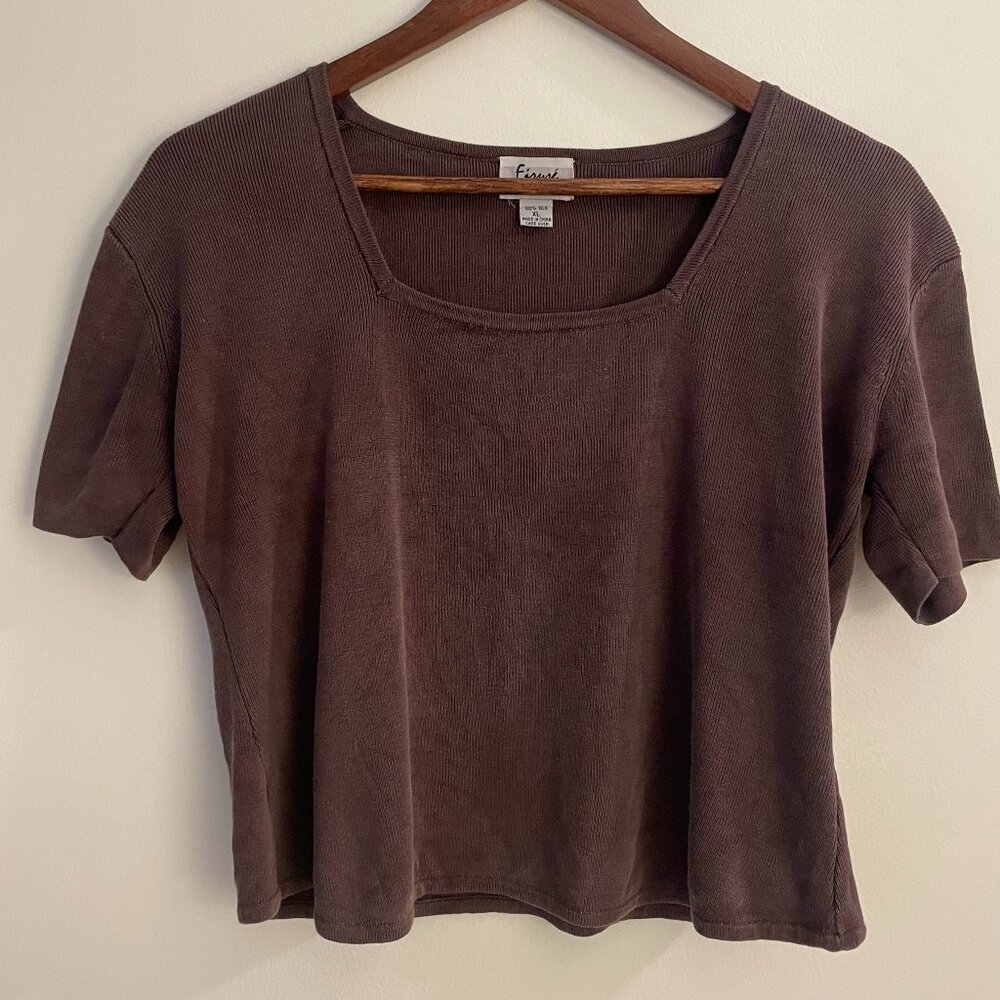 Vintage Firuzé San Francisco 100% Silk Top, Size XL, Fair Condition